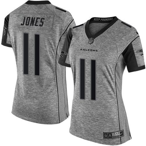 Nike Falcons #11 Julio Jones Gray Women's Stitched NFL Limited Gridiron Gray Jersey